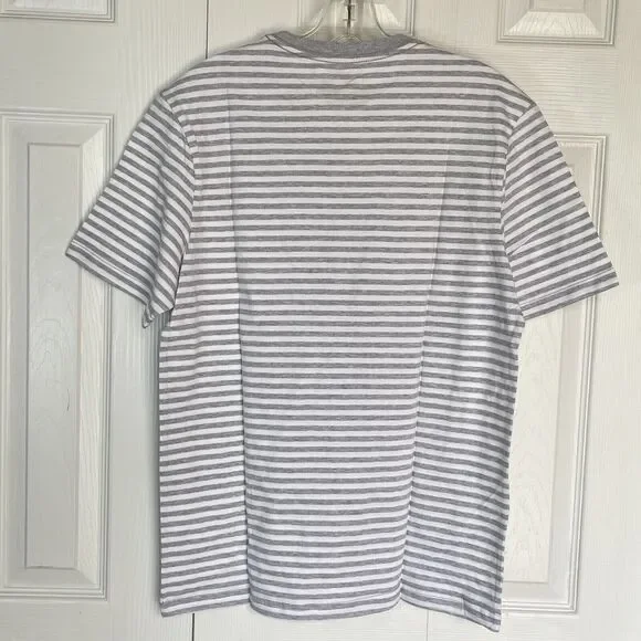 New Men T Shirt XS Stripes Crewneck Tee Gray Short Sleeve - Picture 2 of 9